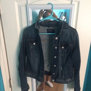 Dark Jean Jacket With Little Rips
